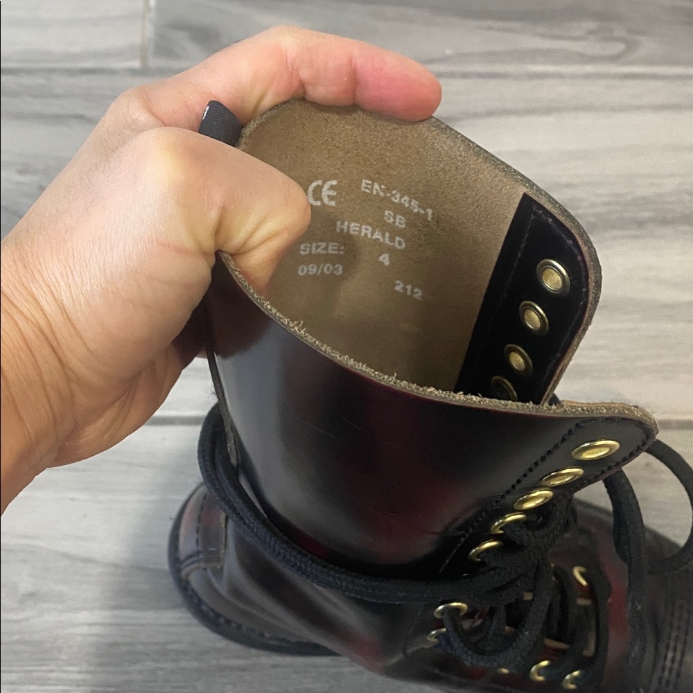 Dr. Martens they are * Grinders *Burgundy and Black Combat Boots - Picture 4 of 5